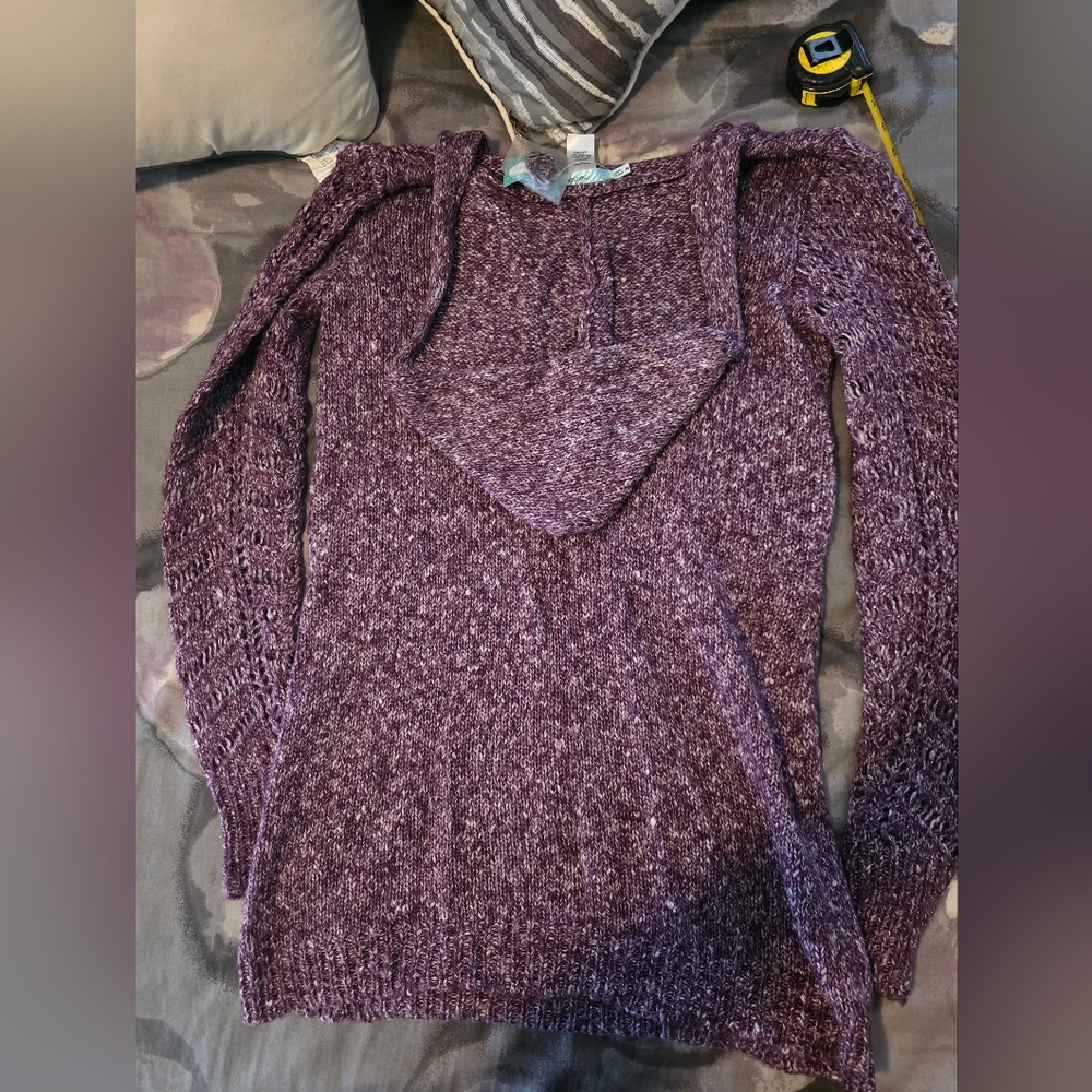 Women's Purple Hooded Sweater - Picture 2 of 4